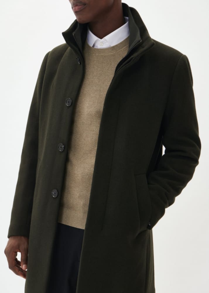 Matinique- Harvey Classic Wool Coat in Forest Night - Jacket