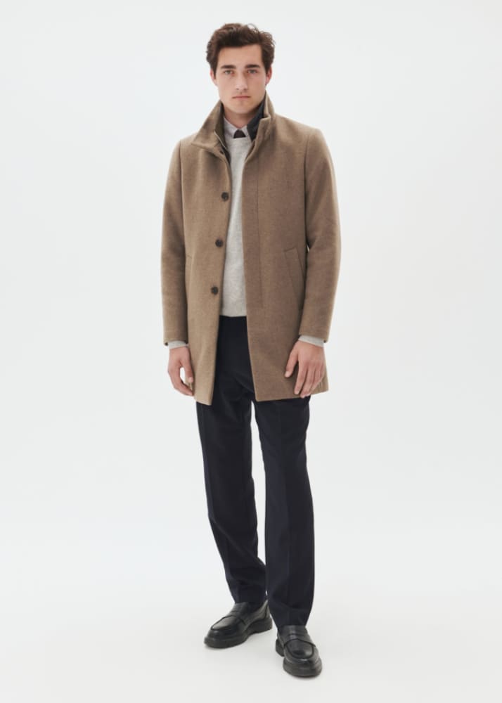 Matinique- Harvey Classic Wool Coat in Walnut - Jacket