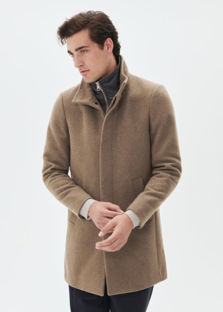 Matinique- Harvey Classic Wool Coat in Walnut - Jacket
