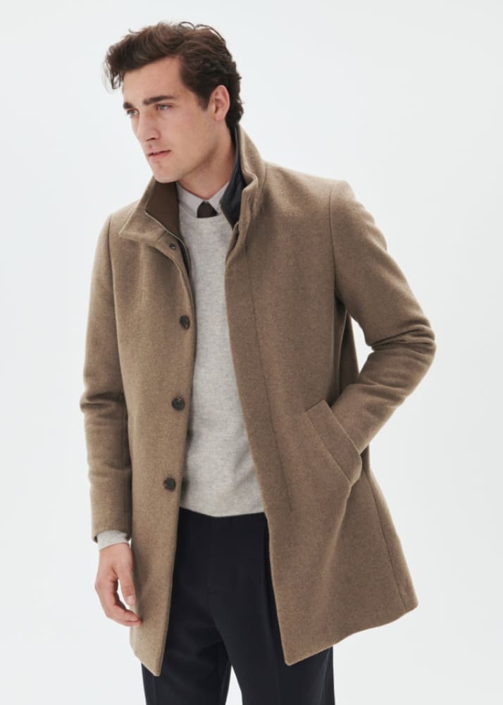 Matinique- Harvey Classic Wool Coat in Walnut - Jacket