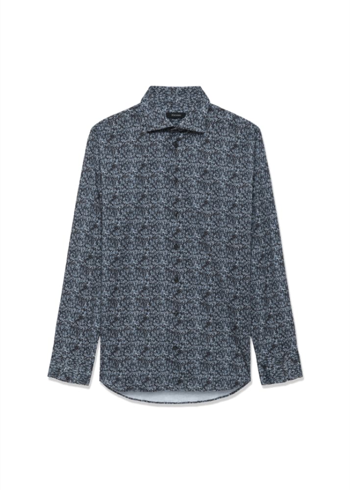 Matinique- Marc Button Down in Black Print - Shirting