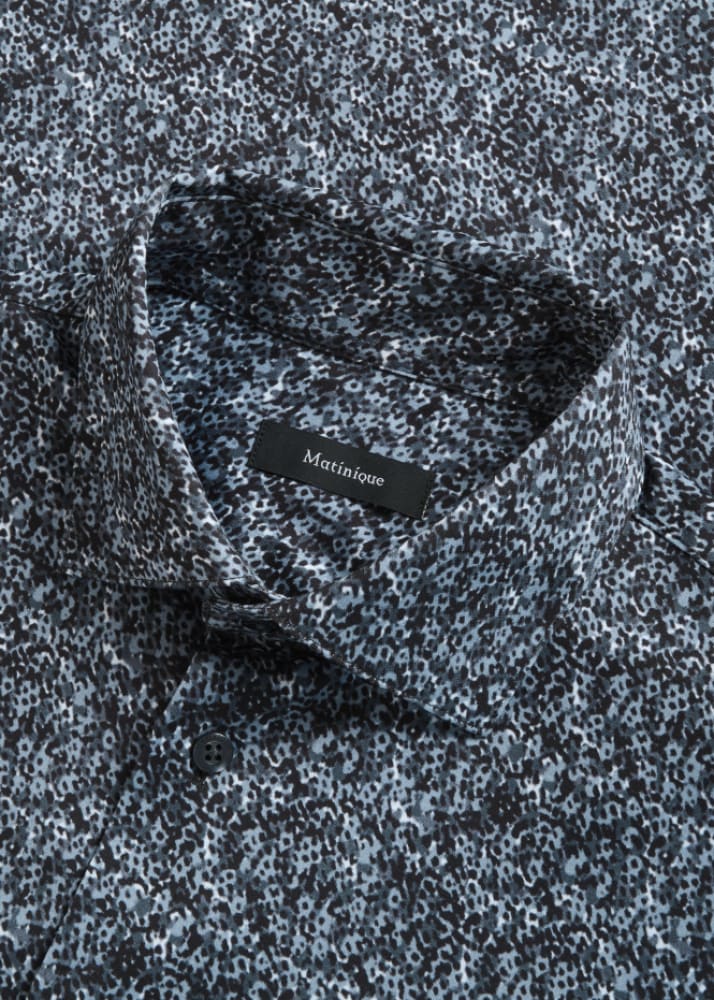 Matinique- Marc Button Down in Black Print - Shirting