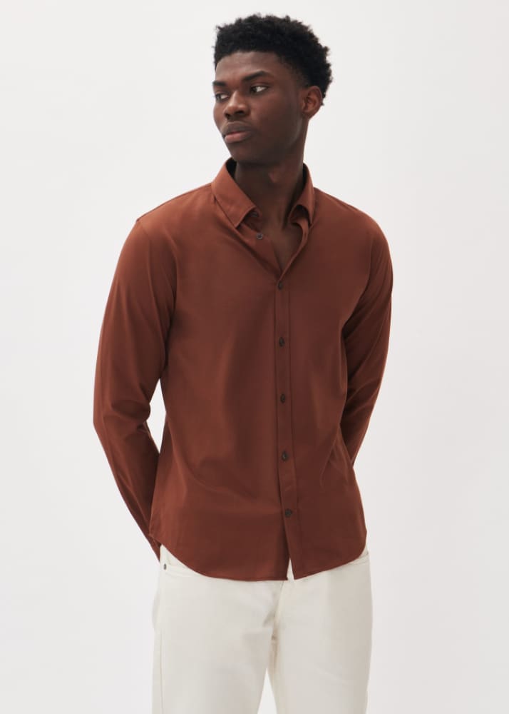 Matinique - Trostol Button Down in Cambridge Brown - button