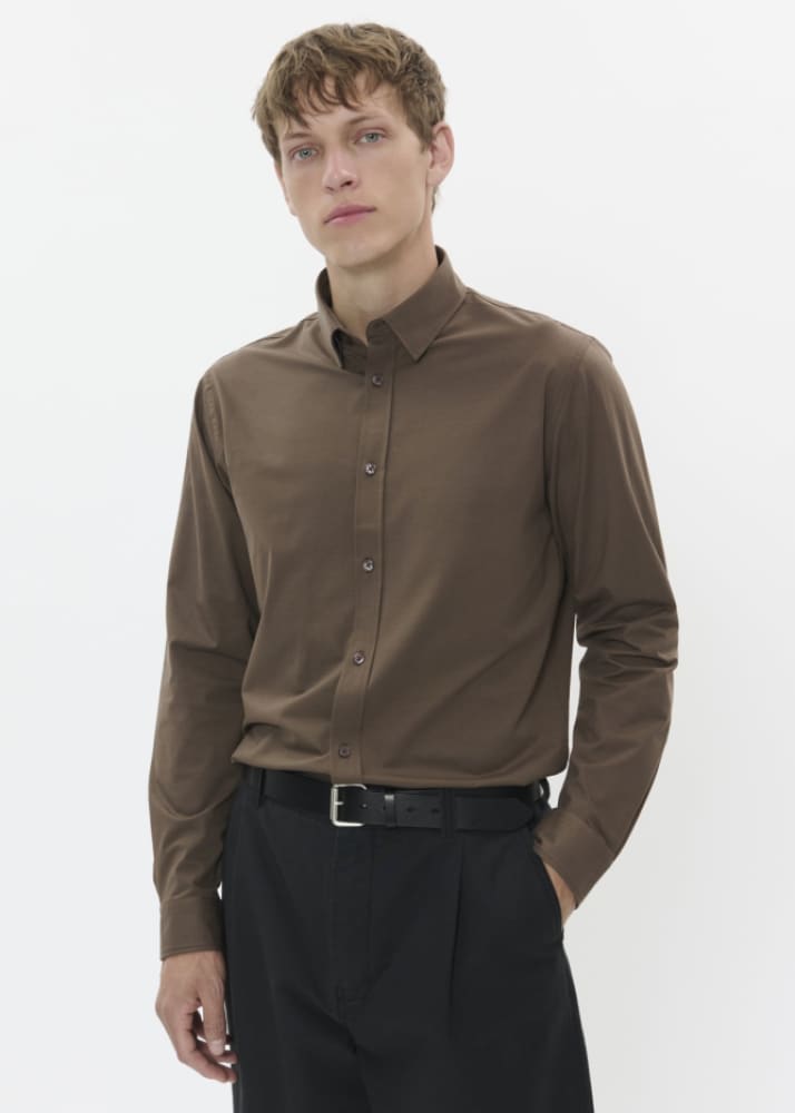 Matinique Trostol Button Down in Chocolate Chip Shirting