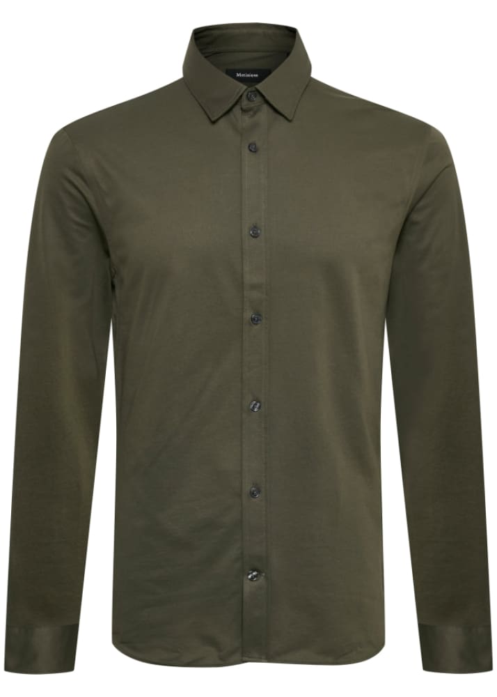Matinique Trostol Button Down Shirt in Olive Night Shirting
