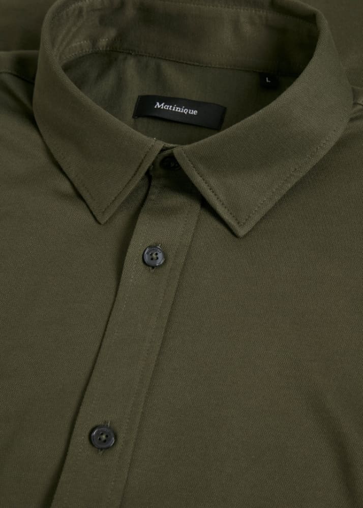 Matinique Trostol Button Down Shirt in Olive Night Shirting