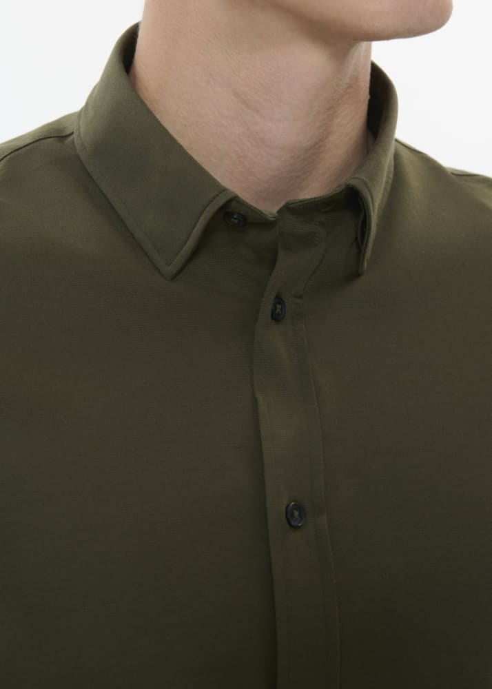 Matinique Trostol Button Down Shirt in Olive Night Shirting