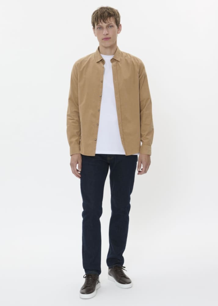 Matinique- Trostol Micro-Corduroy Button Up Shirt in Tannin