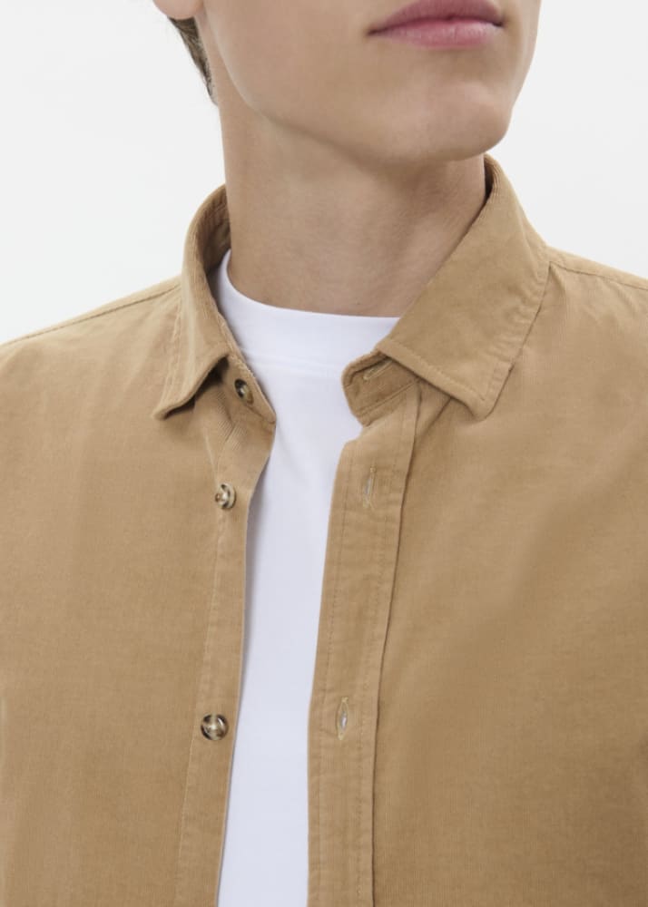 Matinique- Trostol Micro-Corduroy Button Up Shirt in Tannin