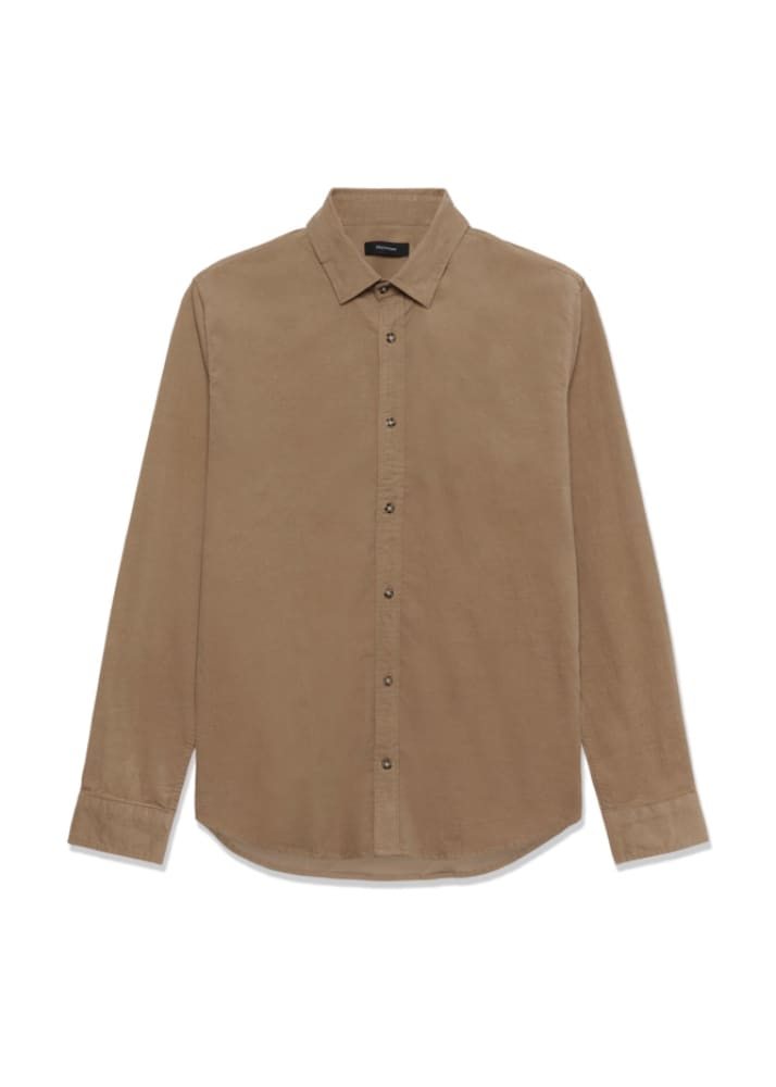 Matinique- Trostol Micro-Corduroy Button Up Shirt in Tannin