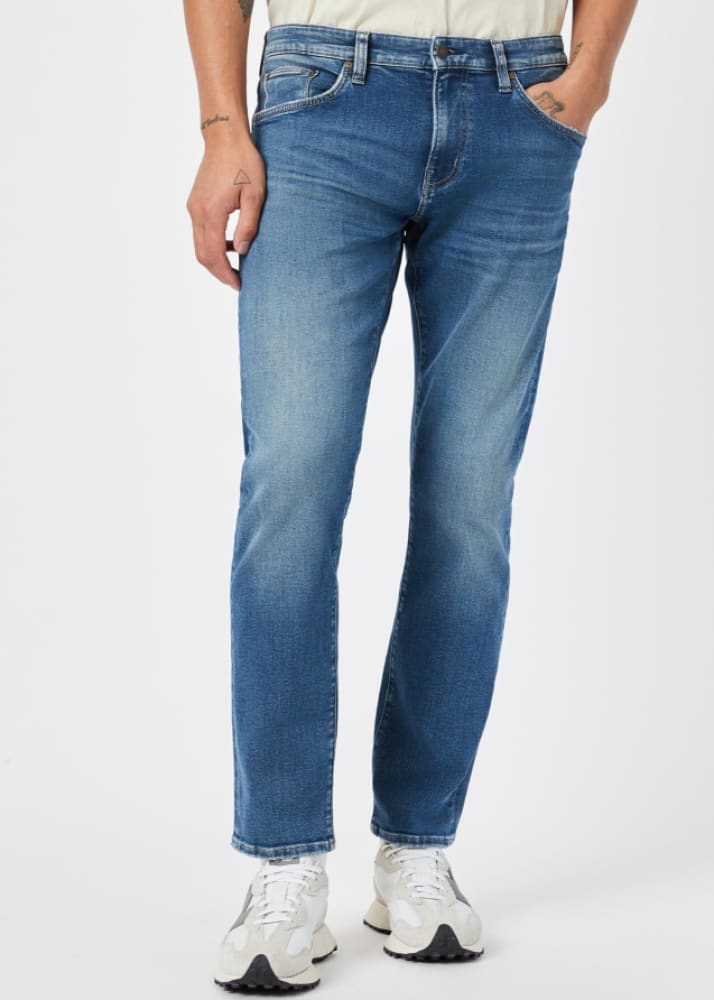 Mavi - Marcus Slim Straight Jean in Mid Brushed Organic