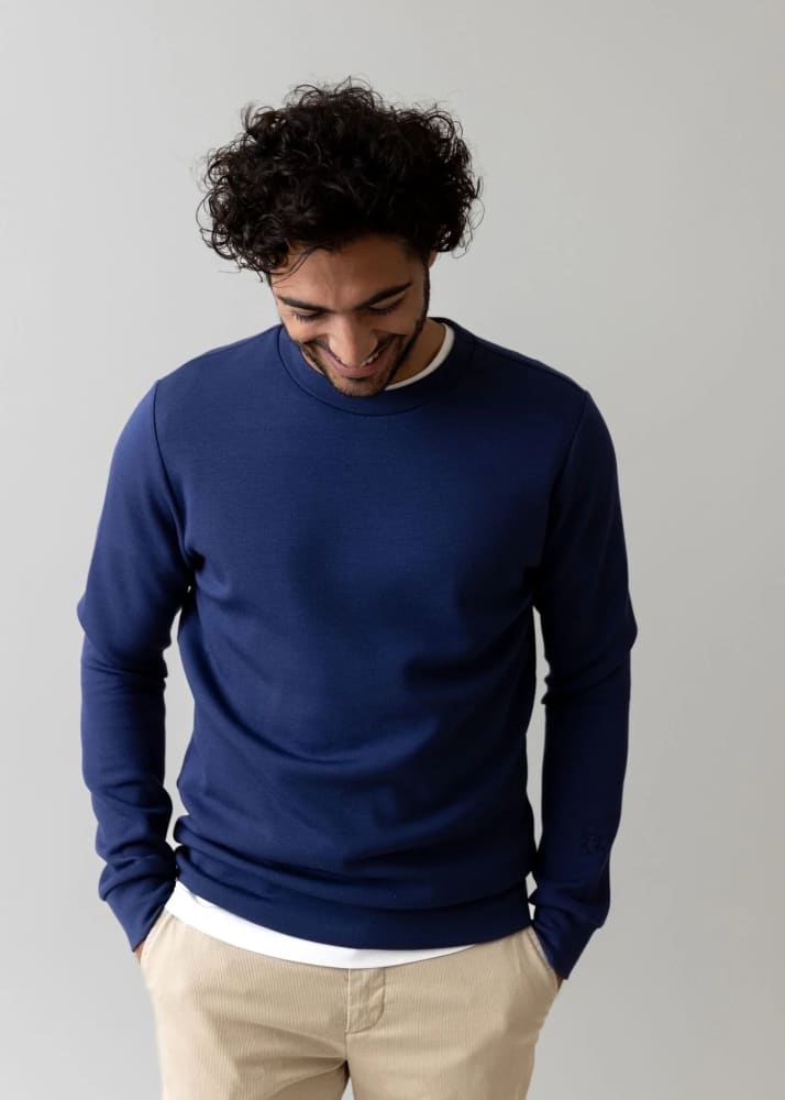 Mos Mosh Gallery Abel Crew Neck Sweat in Sodalite Blue