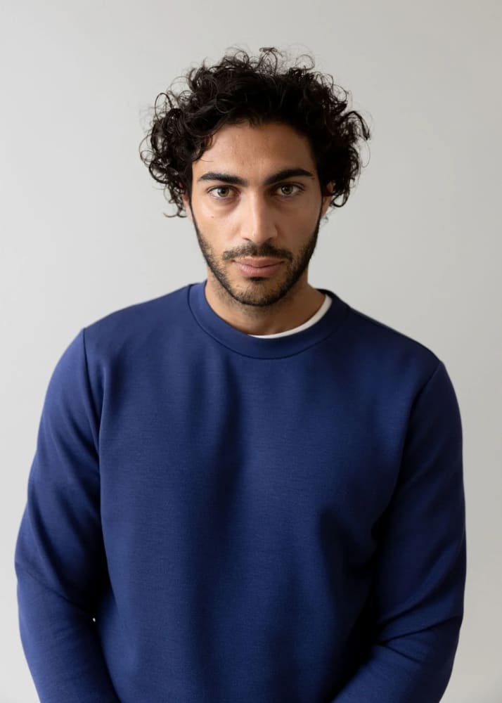 Mos Mosh Gallery Abel Crew Neck Sweat in Sodalite Blue