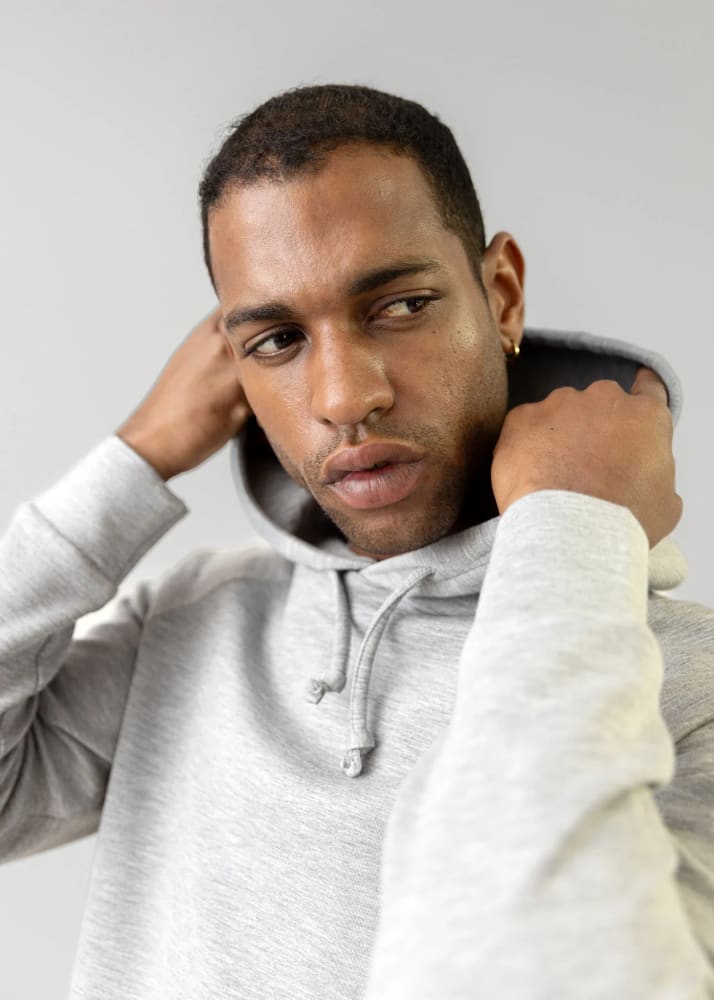 Mos Mosh Gallery Abel Hoodie in Grey Melange Sweater &