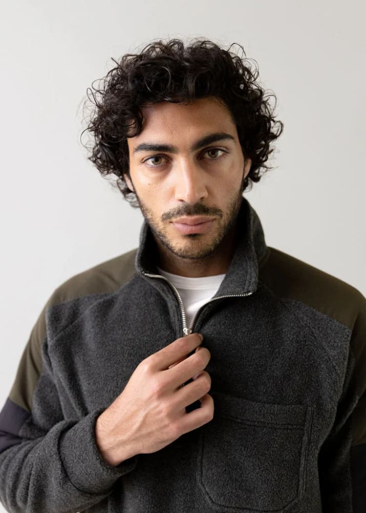 Mos Mosh Gallery - Chan Fleece Pullover in Dark Grey