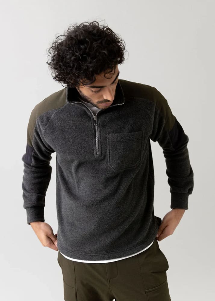 Mos Mosh Gallery - Chan Fleece Pullover in Dark Grey