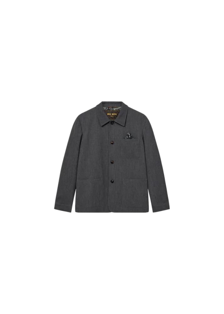 Mos Mosh Gallery- Conor Twill Jacket in Grey Melange