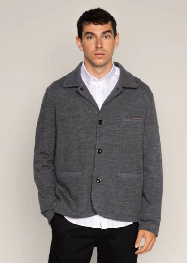 Mos Mosh Gallery - Jenson Knit Jacket in Charcoal Melange