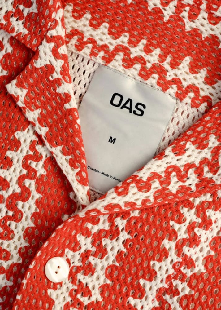 OAS - Red Scribble Cuba Net Shirt - Tops