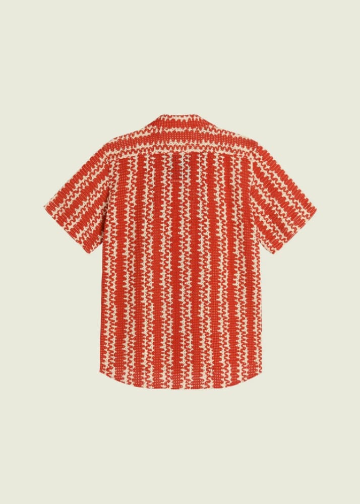 OAS - Red Scribble Cuba Net Shirt - Tops