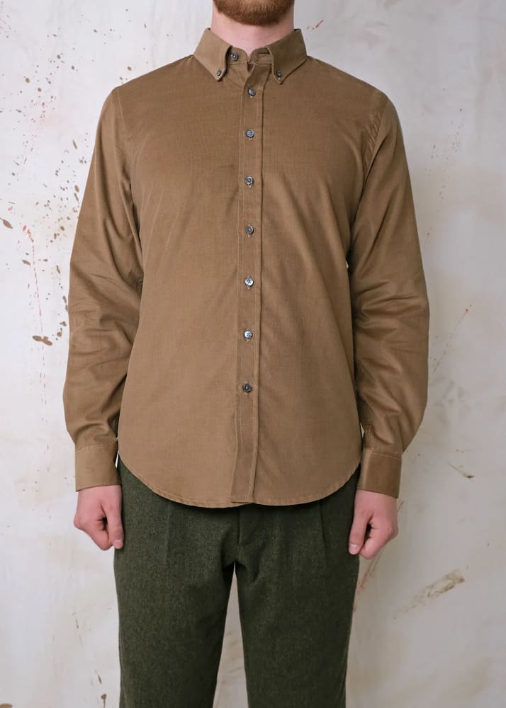 Outclass- Baby Corduroy Classic Shirt in Tan - Button
