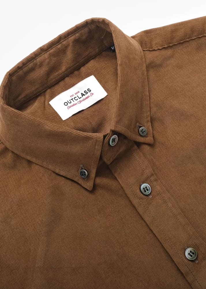 Outclass- Baby Corduroy Classic Shirt in Tan - Button
