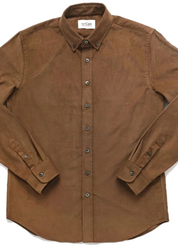 Outclass- Baby Corduroy Classic Shirt in Tan - Button