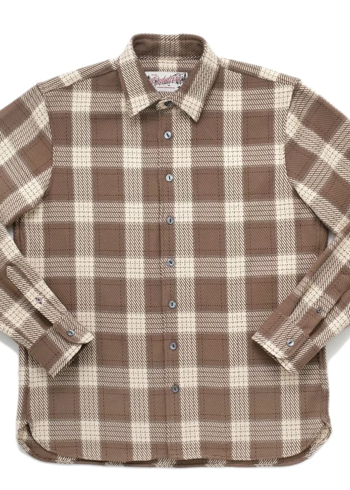 Outclass- Check Easy Shirt in Taupe - Button Shirting