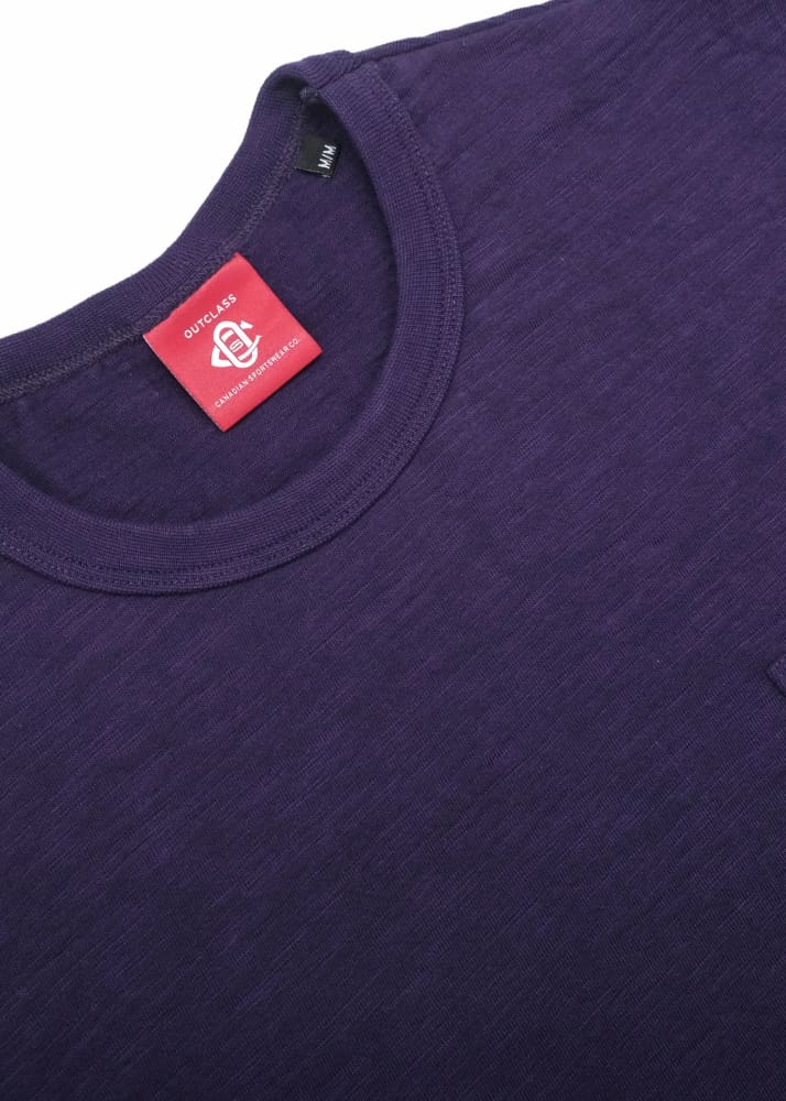 Outclass- Double Slub L/S Pocket T-Shirt in Eggplant - Tees