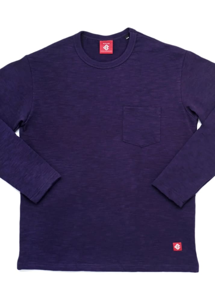Outclass- Double Slub L/S Pocket T-Shirt in Eggplant - Tees
