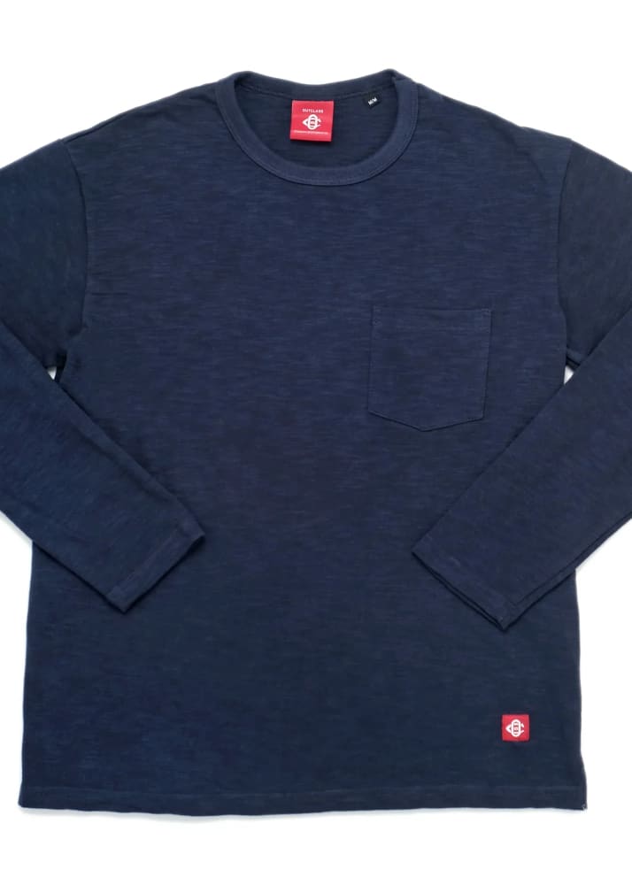 Outclass- Double Slub L/S Pocket T-Shirt in Navy - Tees &