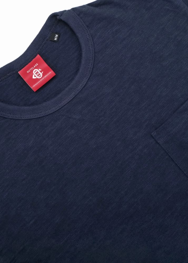 Outclass- Double Slub L/S Pocket T-Shirt in Navy - Tees &