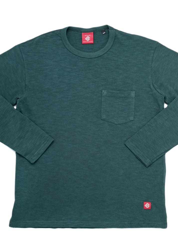 Outclass- Double Slub L/S Pocket T-Shirt in Spruce - Tees &