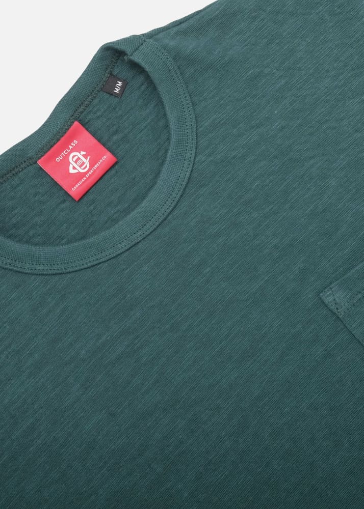 Outclass- Double Slub L/S Pocket T-Shirt in Spruce - Tees &