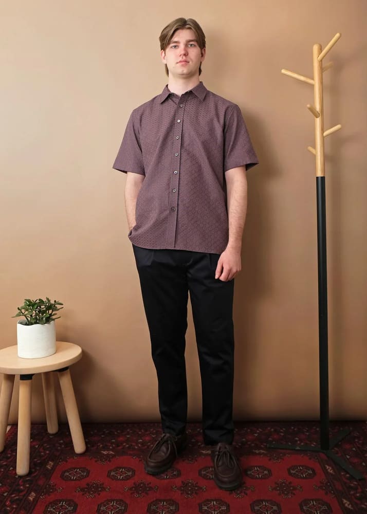 Outclass- Geometric Jacquard Easy Shirt - Button Shirting