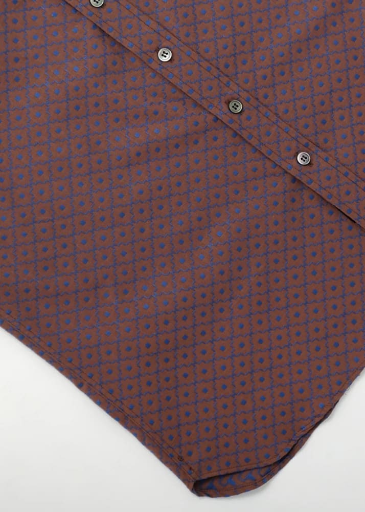 Outclass- Geometric Jacquard Easy Shirt - Button Shirting