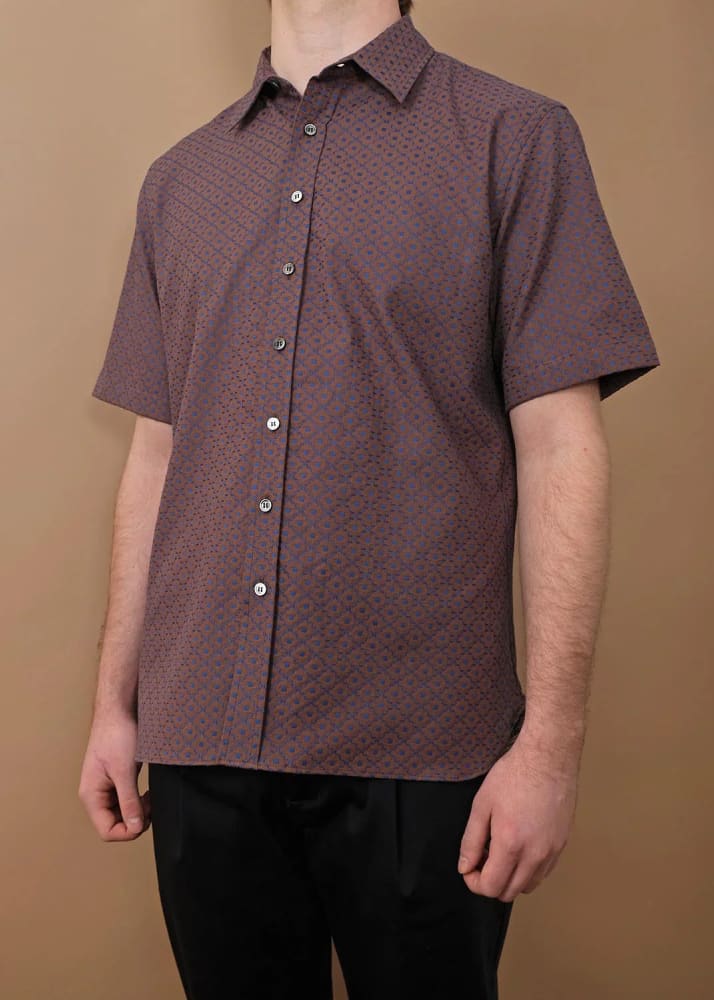 Outclass- Geometric Jacquard Easy Shirt - Button Shirting