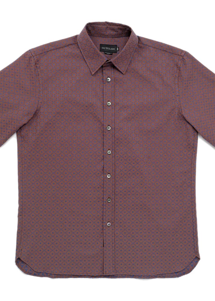 Outclass- Geometric Jacquard Easy Shirt - Button Shirting