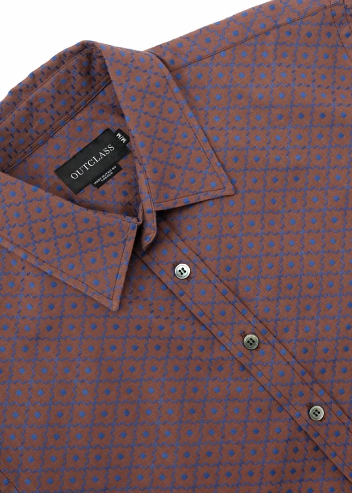 Outclass- Geometric Jacquard Easy Shirt - Button Shirting