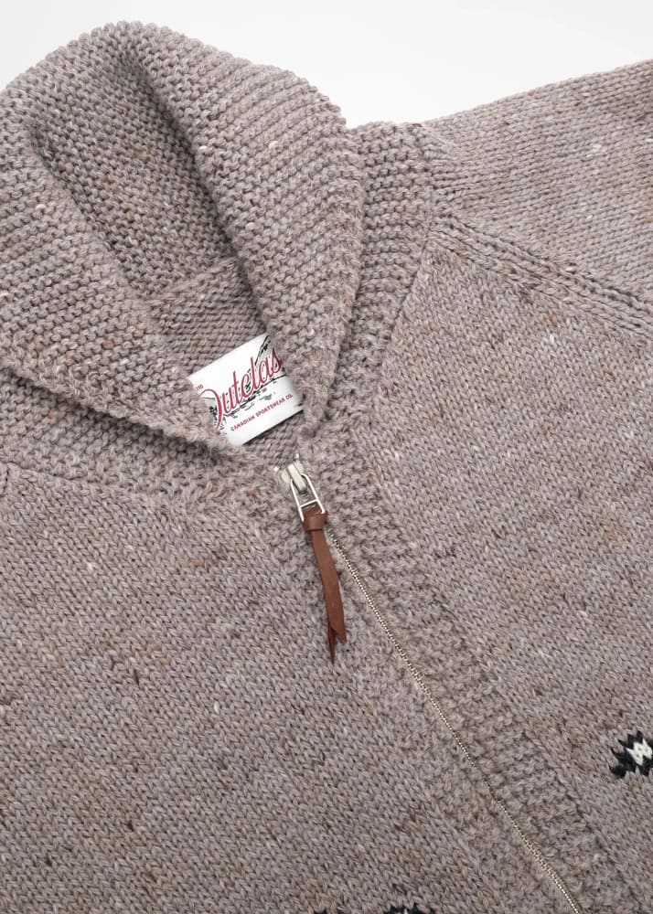 Outclass- Goose Motif Zip Cardigan - Sweater & Knitwear