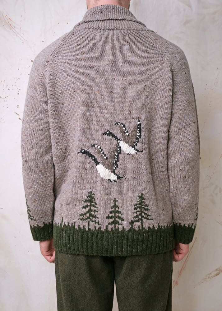 Outclass- Goose Motif Zip Cardigan - Sweater & Knitwear