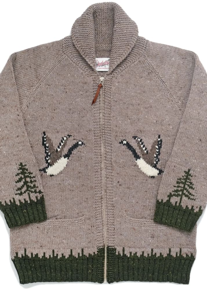 Outclass- Goose Motif Zip Cardigan - Sweater & Knitwear