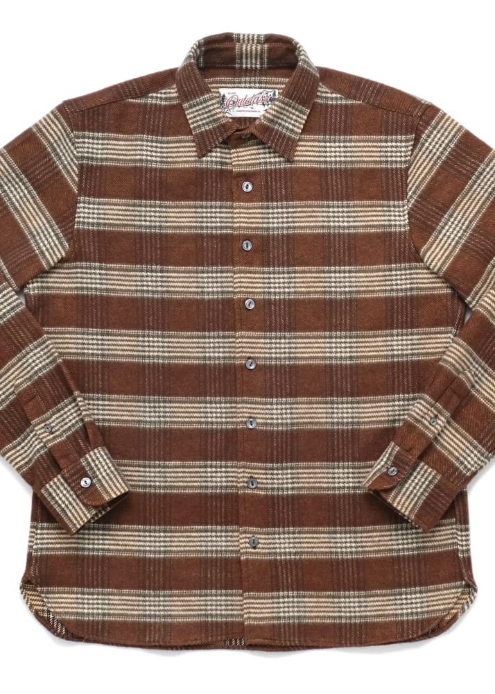 Outclass- Houndstooth Blanket Easy Shirt in Brown - Button
