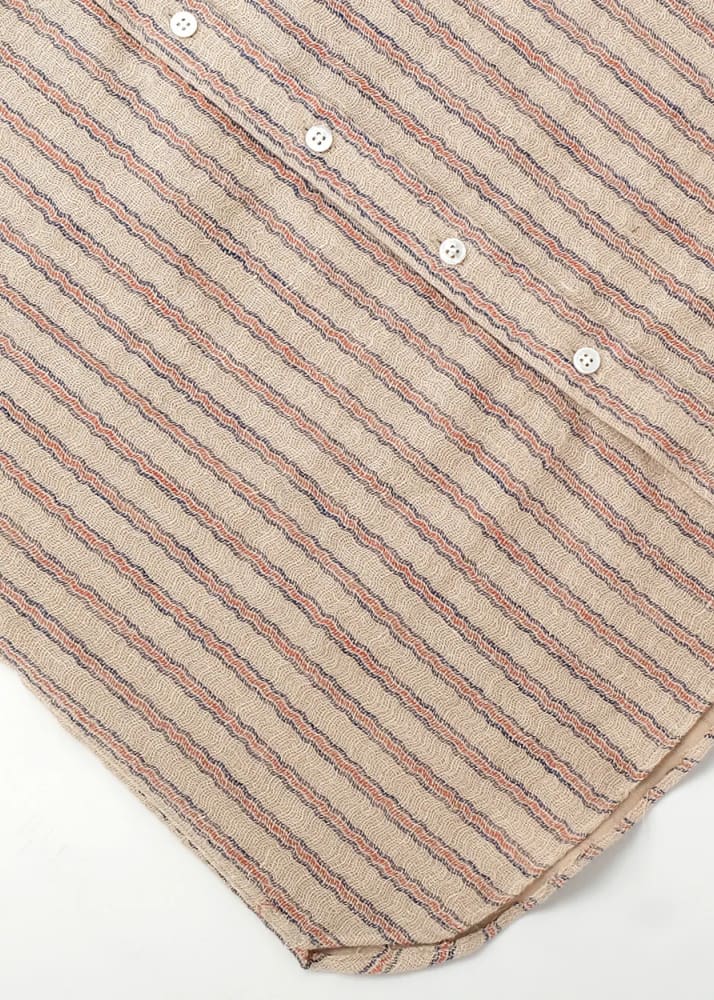 Outclass- Linen Gauze Wiggly Stripe Easy Shirt - Button