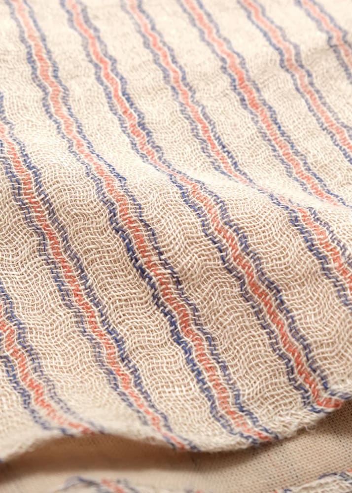 Outclass- Linen Gauze Wiggly Stripe Easy Shirt - Button