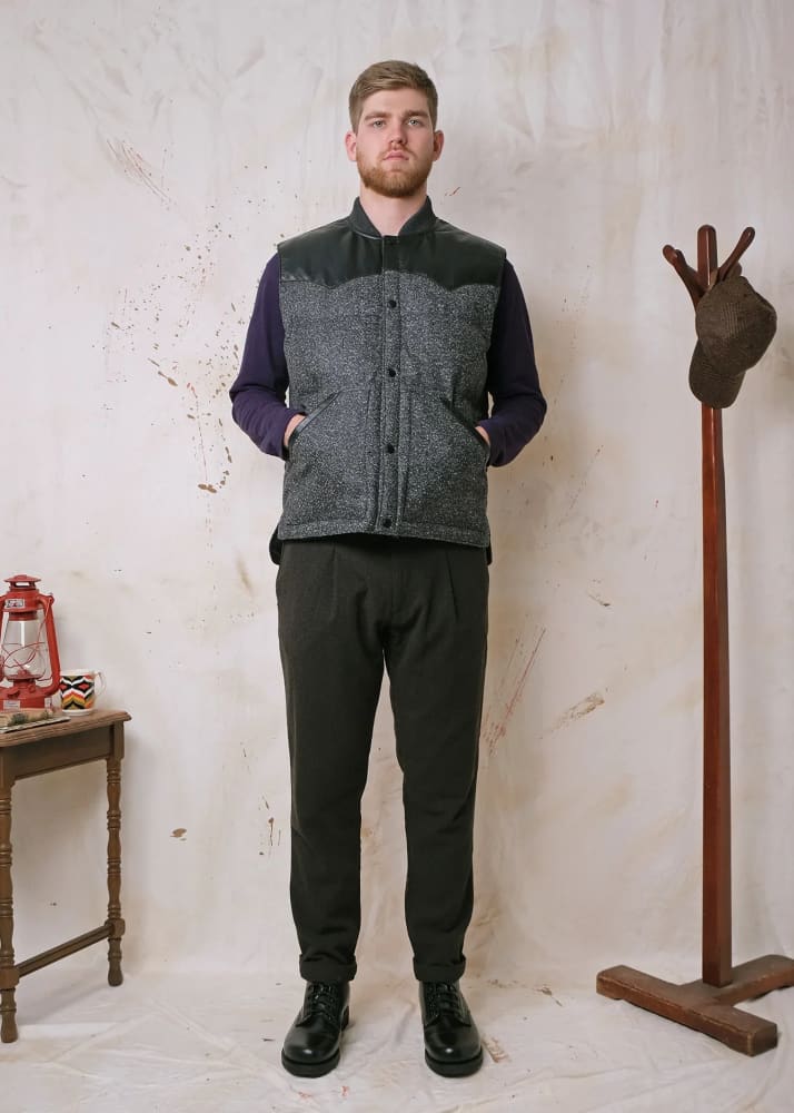 Outclass- Marl Wool Down Vest in Black