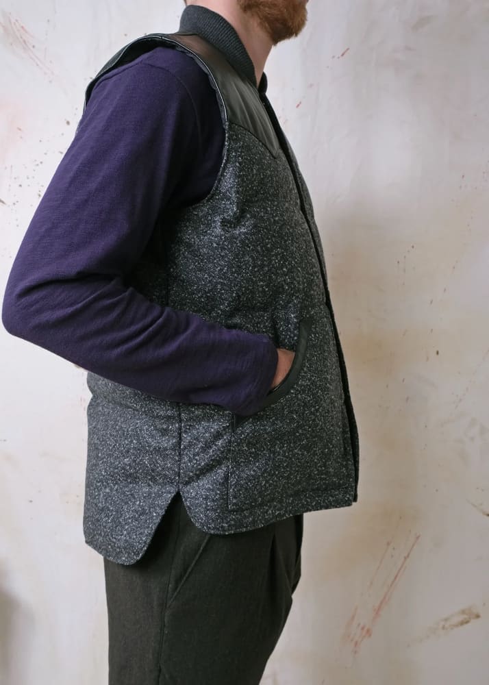 Outclass- Marl Wool Down Vest in Black