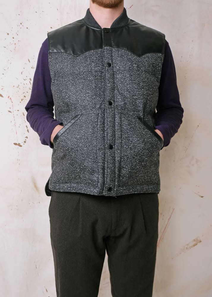 Outclass- Marl Wool Down Vest in Black