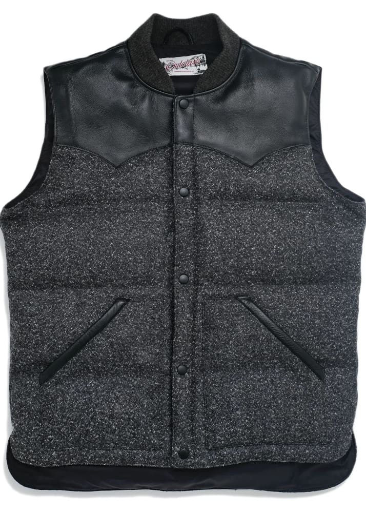 Outclass- Marl Wool Down Vest in Black