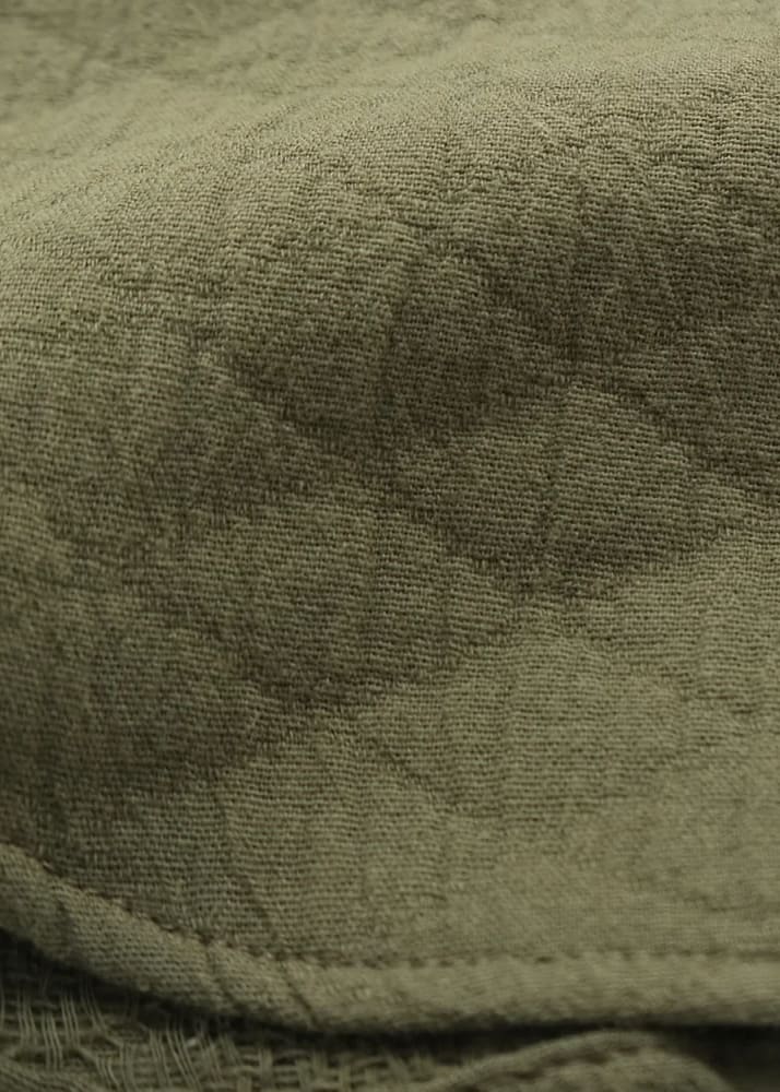 Outclass- Olive Quilted Long Sleeve Classic Shirt - Button